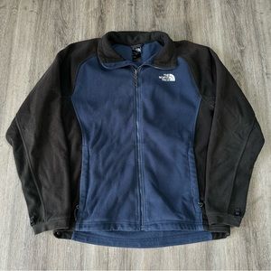 The north face zip up black navy blue fleece jacket